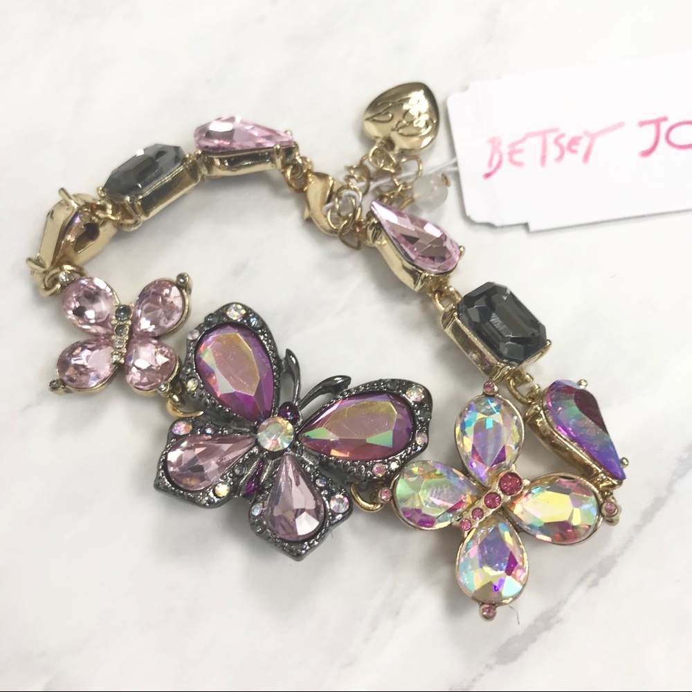 Betsey Johnson Butterfly Bracelet Rhinestones NWT - Picture 2 of 8